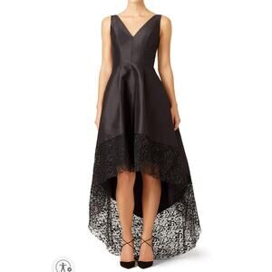 Monique Lhuillier ML Collection Black High-Low Lace Hem Gown – Size 10